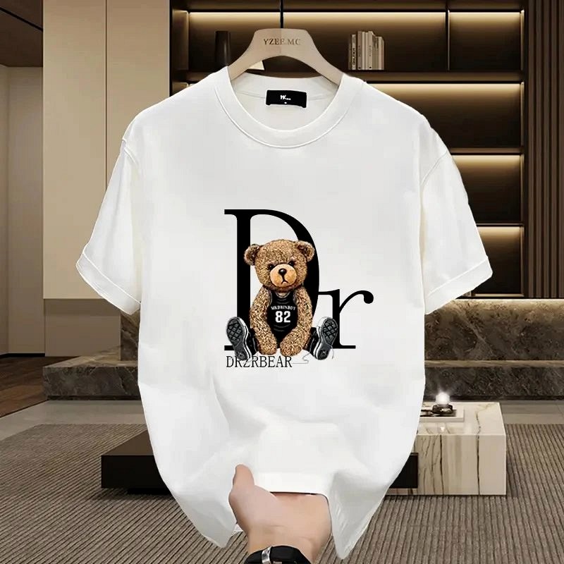 Dior Bear Graphic White T-Shirt Review: 230g Cotton, Loose Fit, Transfer Print